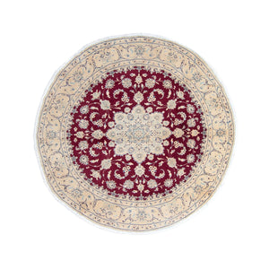 Tapis persan - Nain ronde  - 246 x 246 cm - rouge foncé