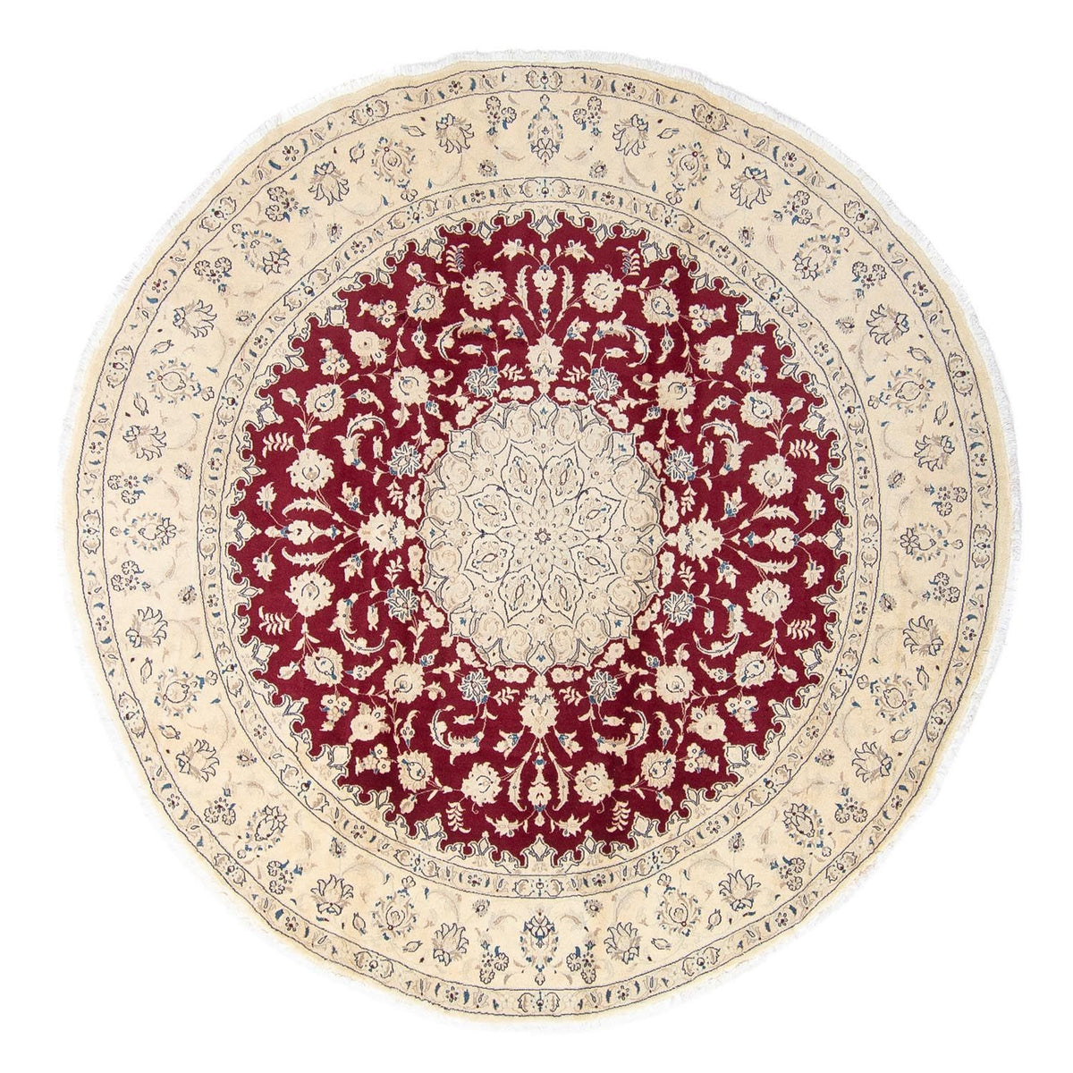 Tapis persan - Nain ronde  - 280 x 280 cm - rouge foncé
