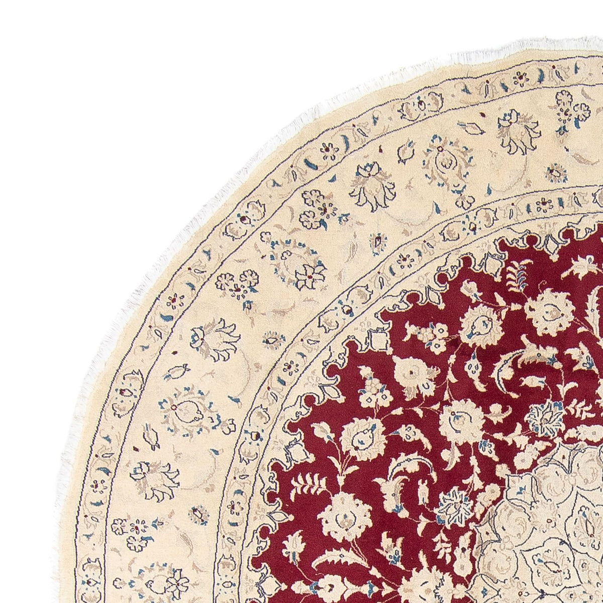 Tapis persan - Nain ronde  - 280 x 280 cm - rouge foncé