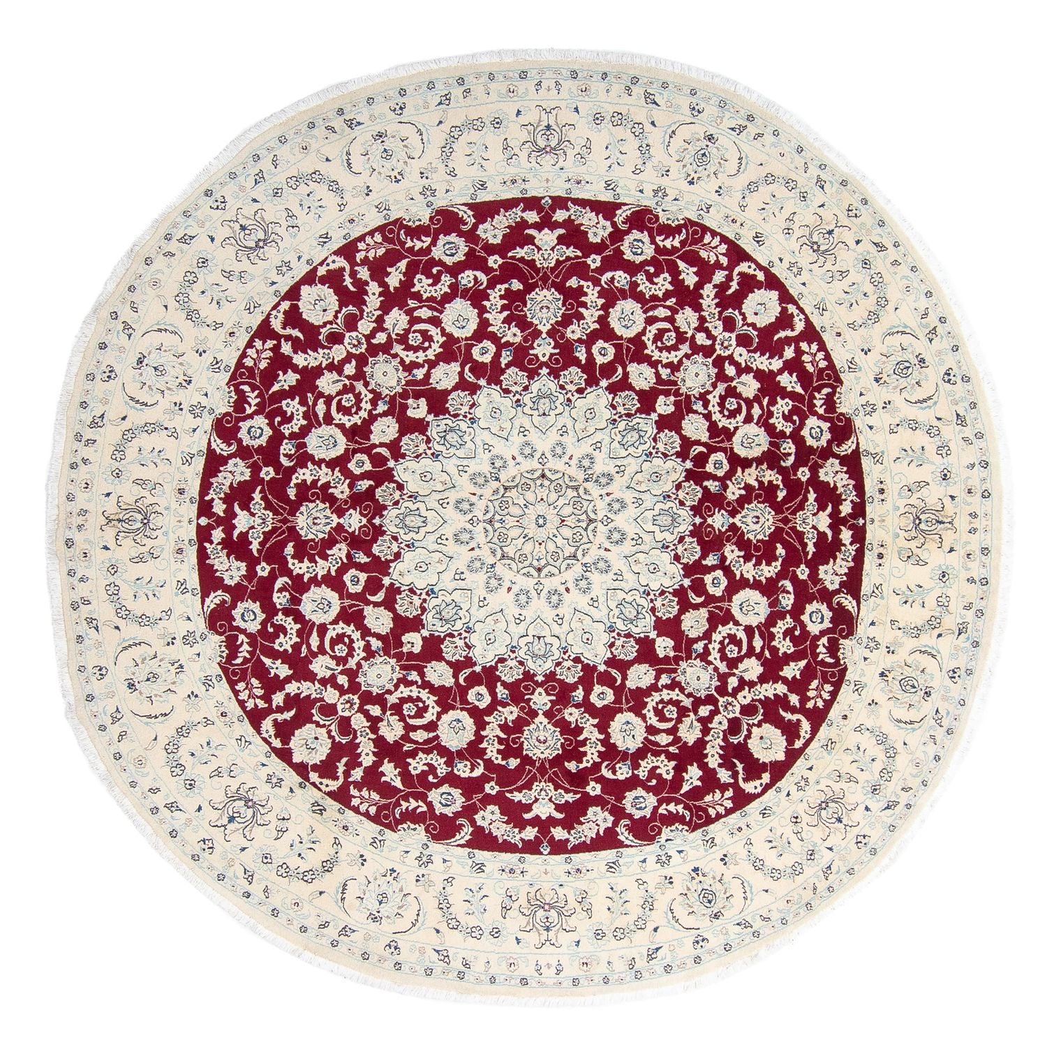 Tapis persan - Nain ronde  - 302 x 302 cm - rouge foncé