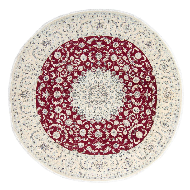 Tapis persan - Nain ronde  - 302 x 302 cm - rouge foncé