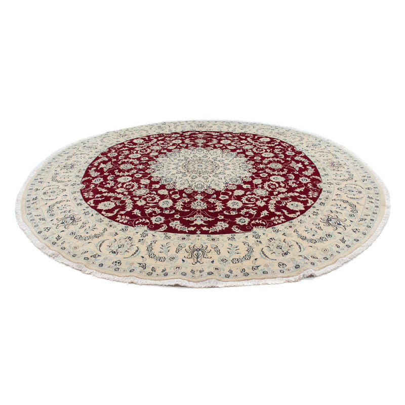Tapis persan - Nain ronde  - 302 x 302 cm - rouge foncé