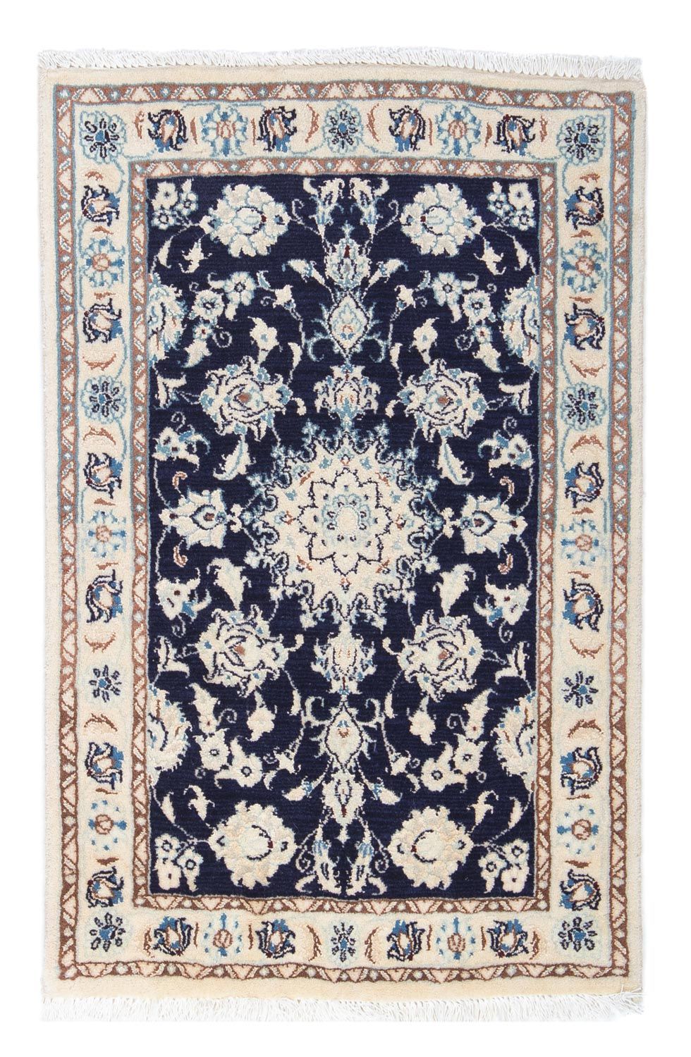 Tapis persan - Nain - 85 x 55 cm - bleu foncé
