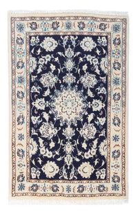 Tapis persan - Nain - 85 x 55 cm - bleu foncé