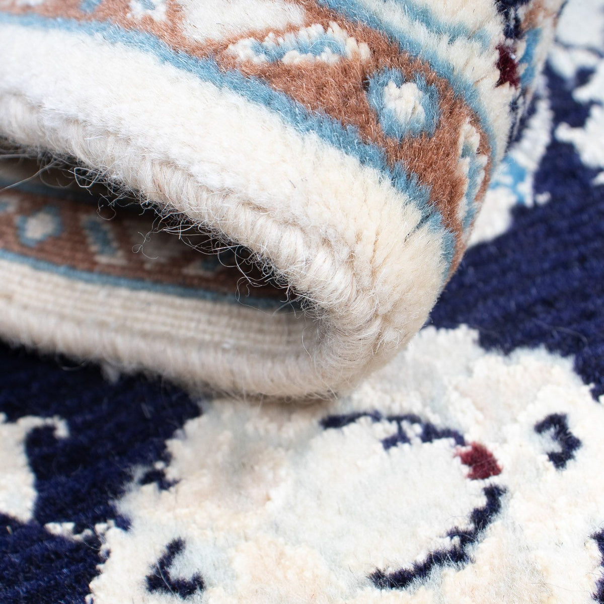 Tapis persan - Nain - 85 x 55 cm - bleu foncé