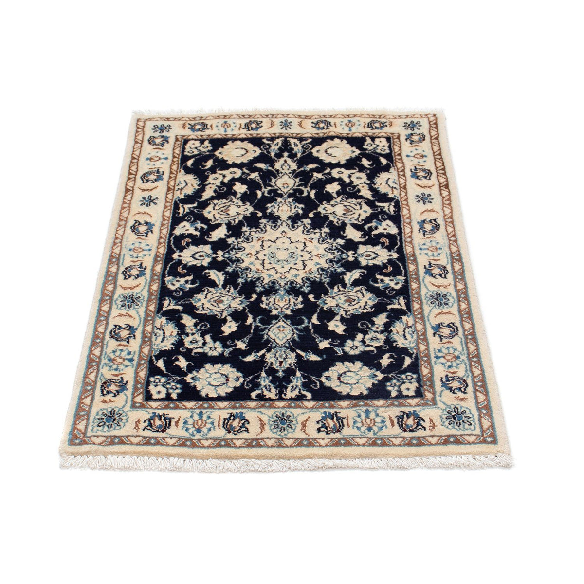 Tapis persan - Nain - 85 x 55 cm - bleu foncé