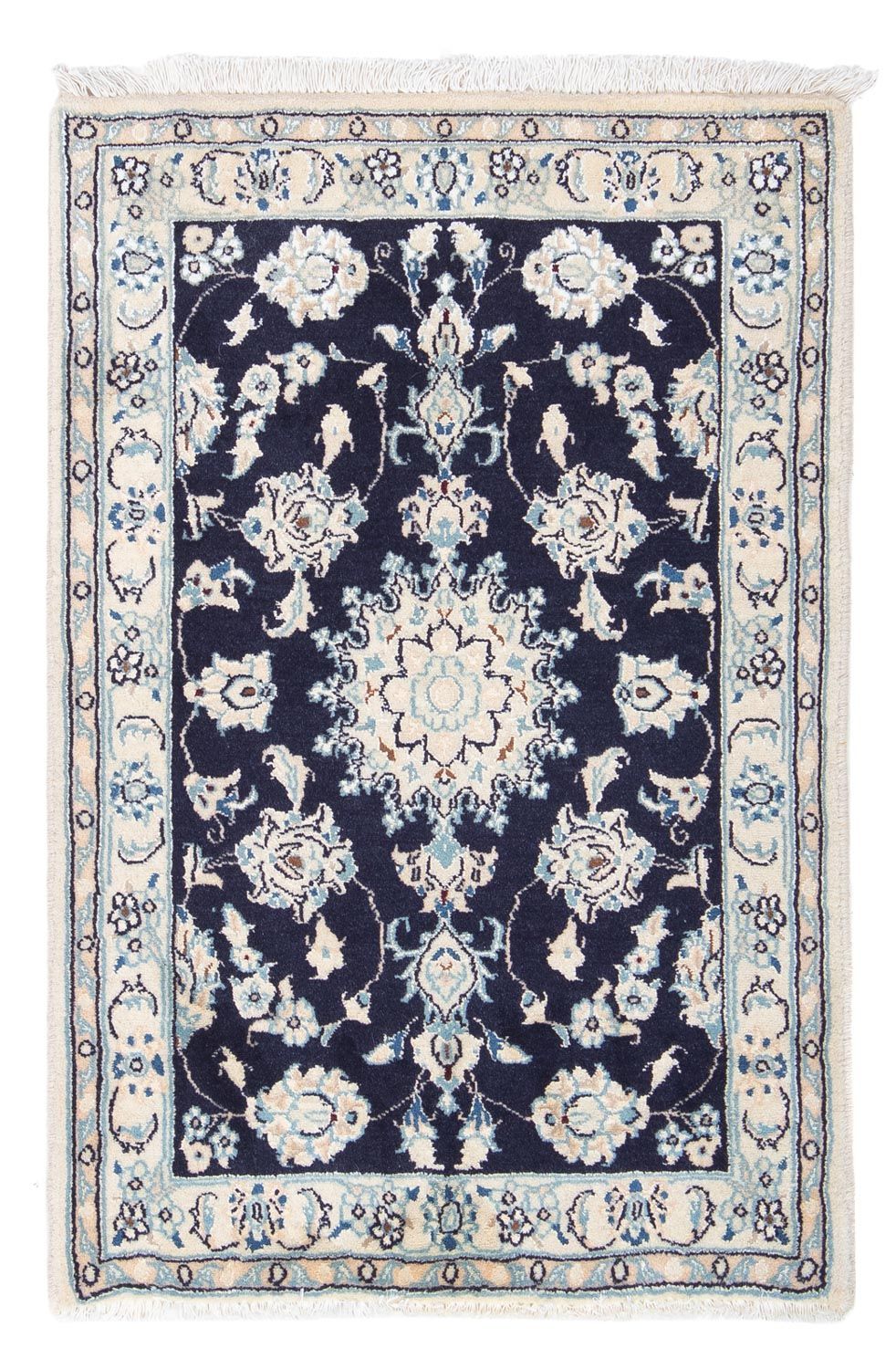Tapis persan - Nain - 85 x 55 cm - bleu foncé