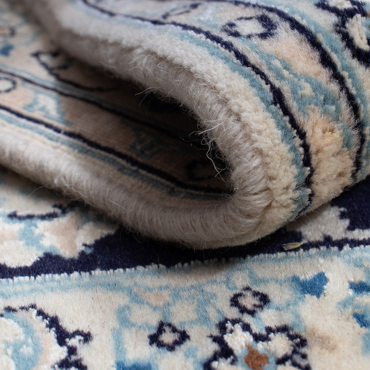 Tapis persan - Nain - 85 x 55 cm - bleu foncé