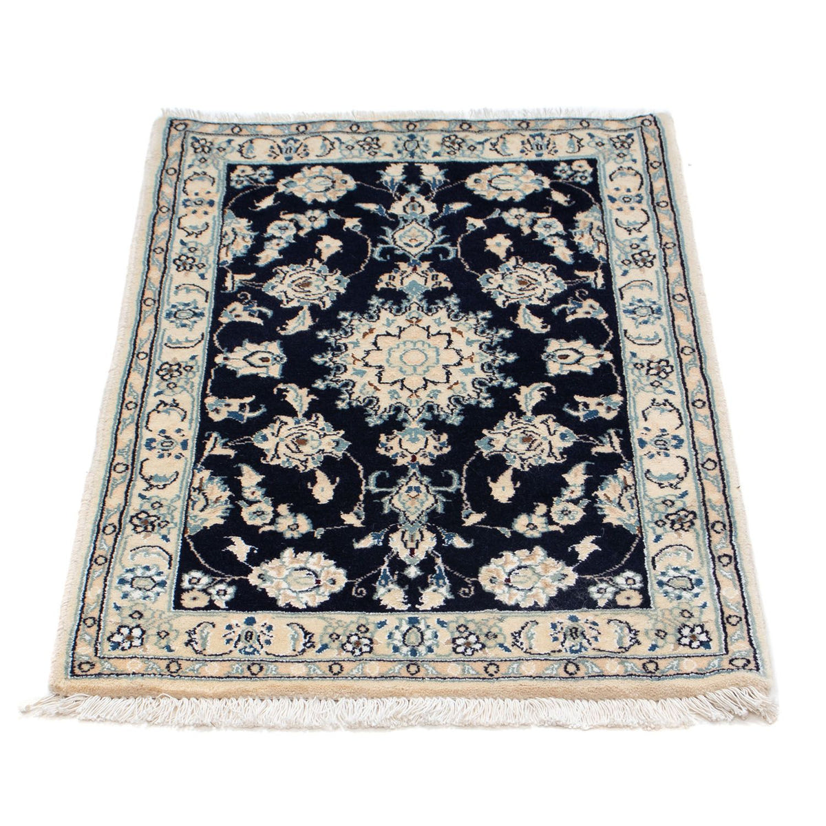 Tapis persan - Nain - 85 x 55 cm - bleu foncé