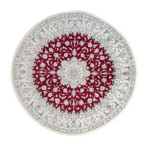 Tapis persan - Nain ronde  - 290 x 290 cm - rouge foncé