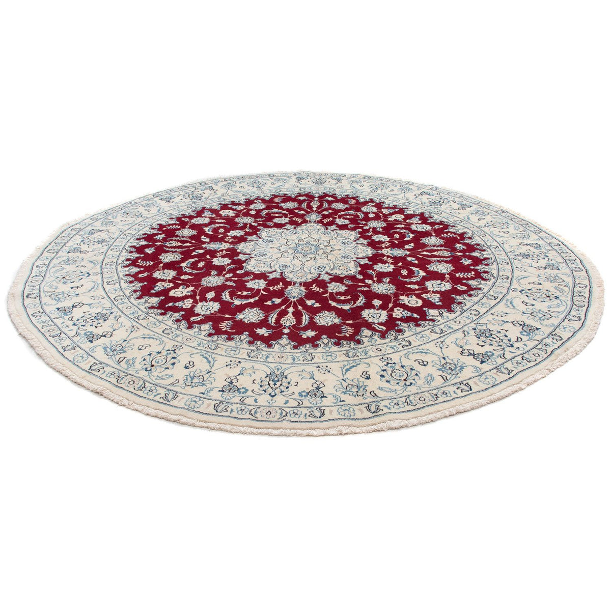 Tapis persan - Nain ronde  - 290 x 290 cm - rouge foncé
