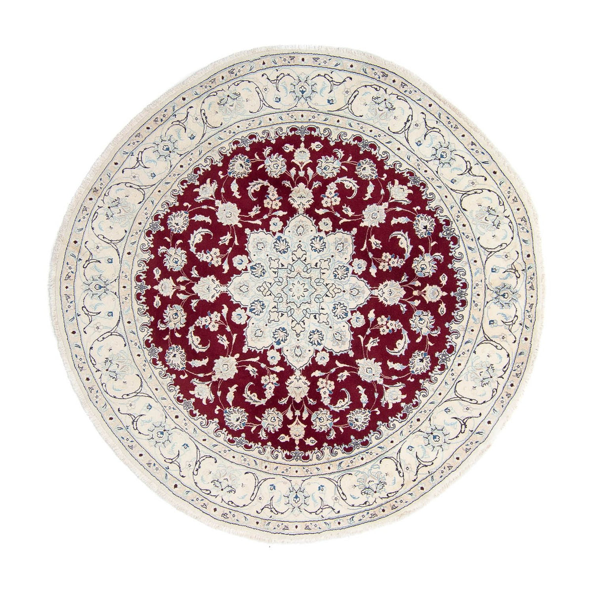 Tapis persan - Nain ronde  - 250 x 250 cm - rouge foncé