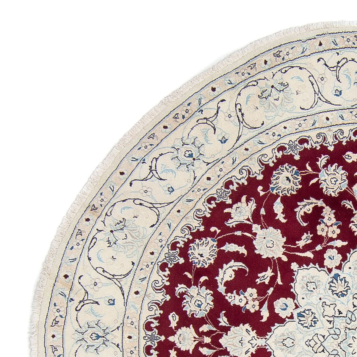 Tapis persan - Nain ronde  - 250 x 250 cm - rouge foncé