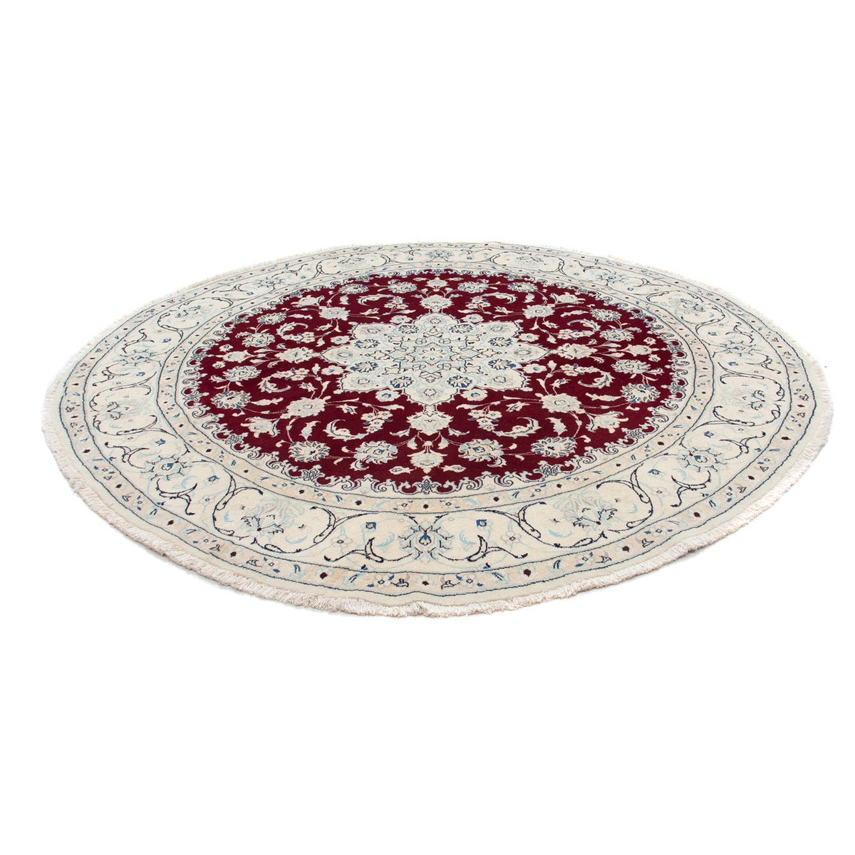 Tapis persan - Nain ronde  - 250 x 250 cm - rouge foncé
