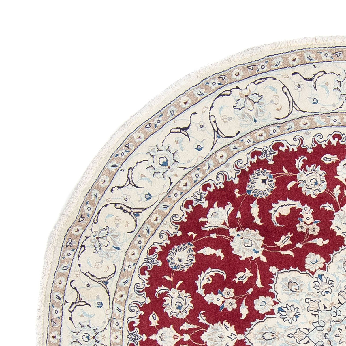 Tapis persan - Nain ronde  - 245 x 245 cm - rouge foncé