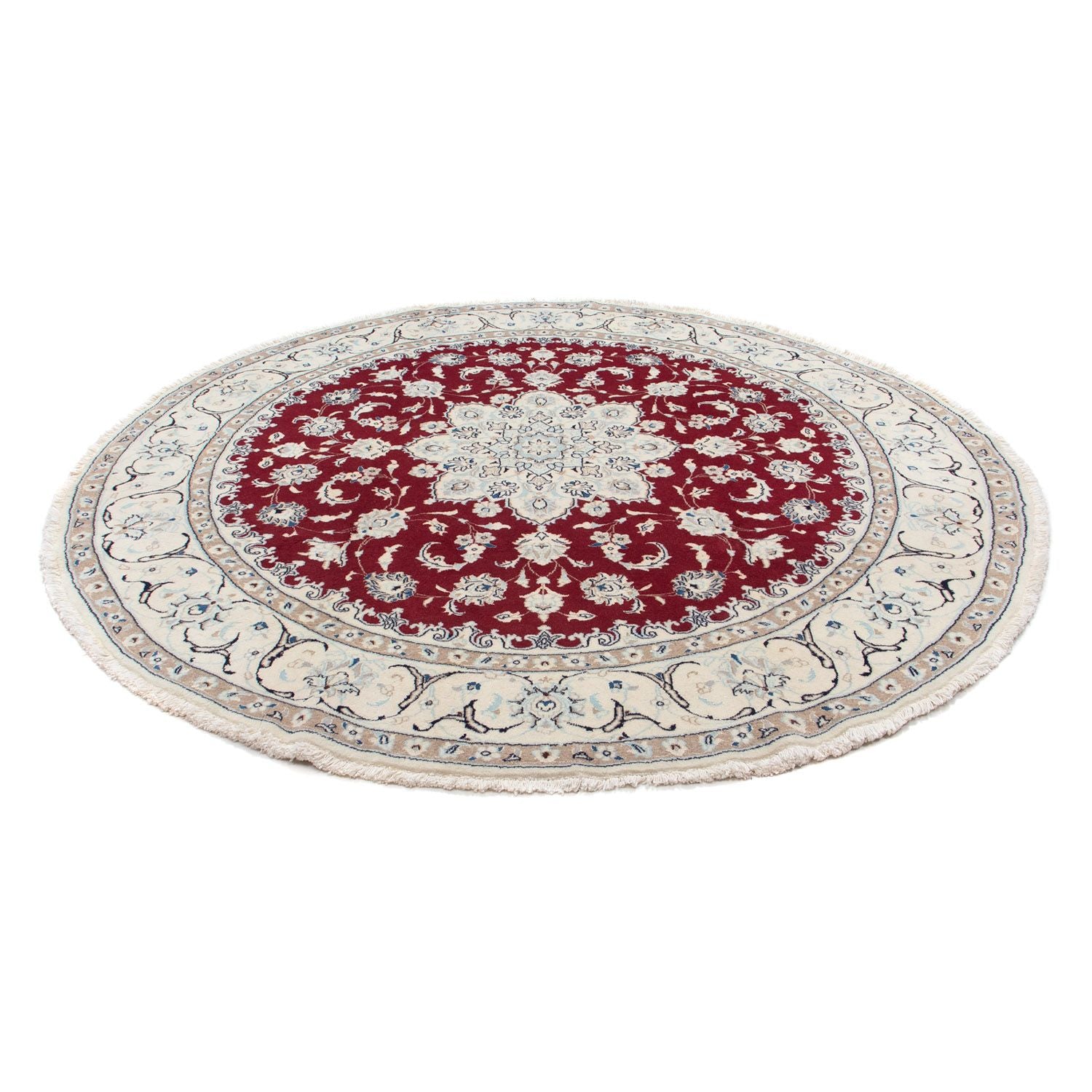 Tapis persan - Nain ronde  - 245 x 245 cm - rouge foncé
