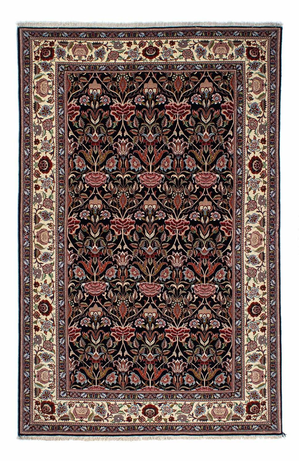 Tapis persan - Ghom - 210 x 132 cm - bleu foncé