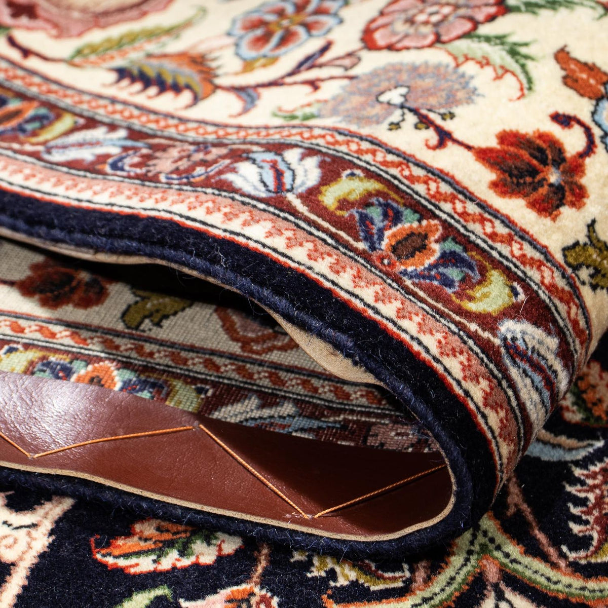 Tapis persan - Ghom - 210 x 132 cm - bleu foncé