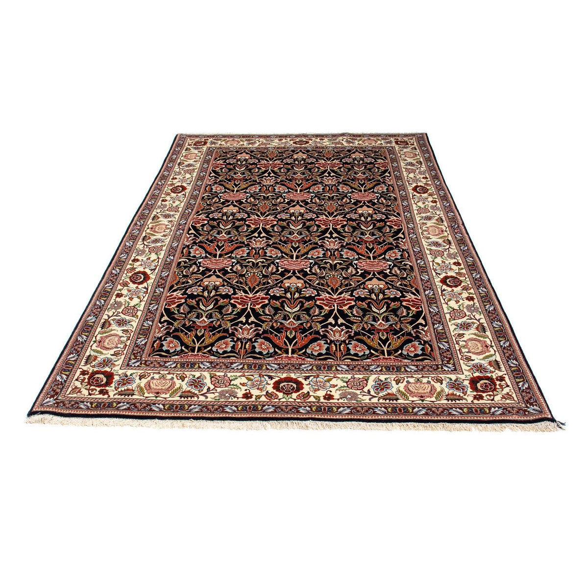 Tapis persan - Ghom - 210 x 132 cm - bleu foncé