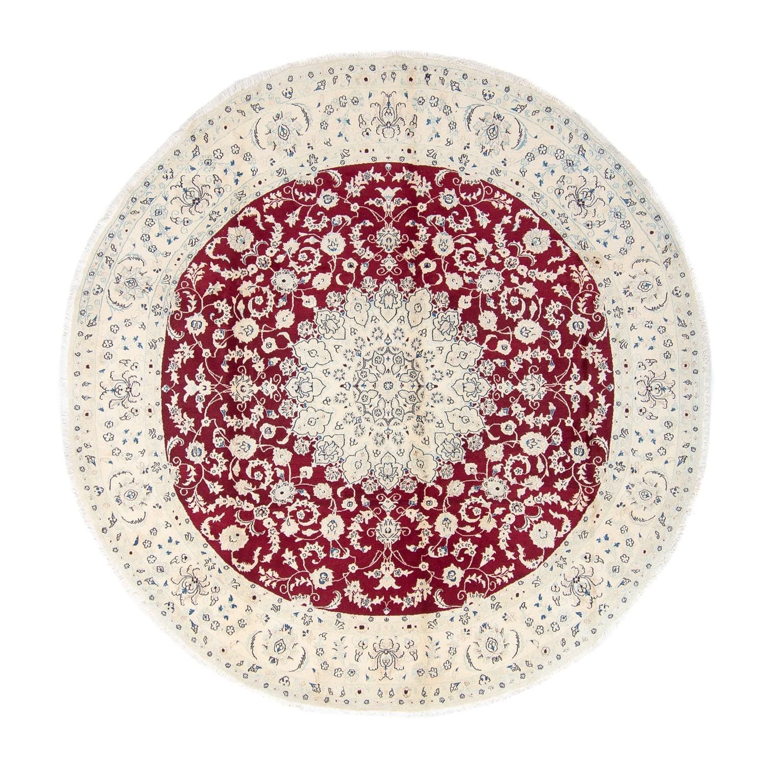 Tapis persan - Nain ronde  - 293 x 293 cm - rouge foncé