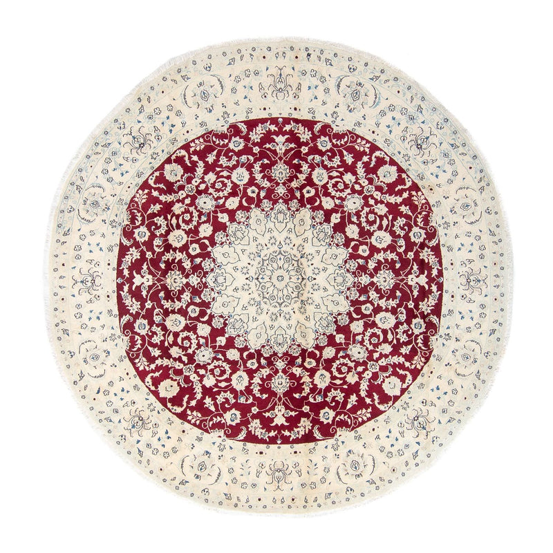 Tapis persan - Nain ronde  - 293 x 293 cm - rouge foncé