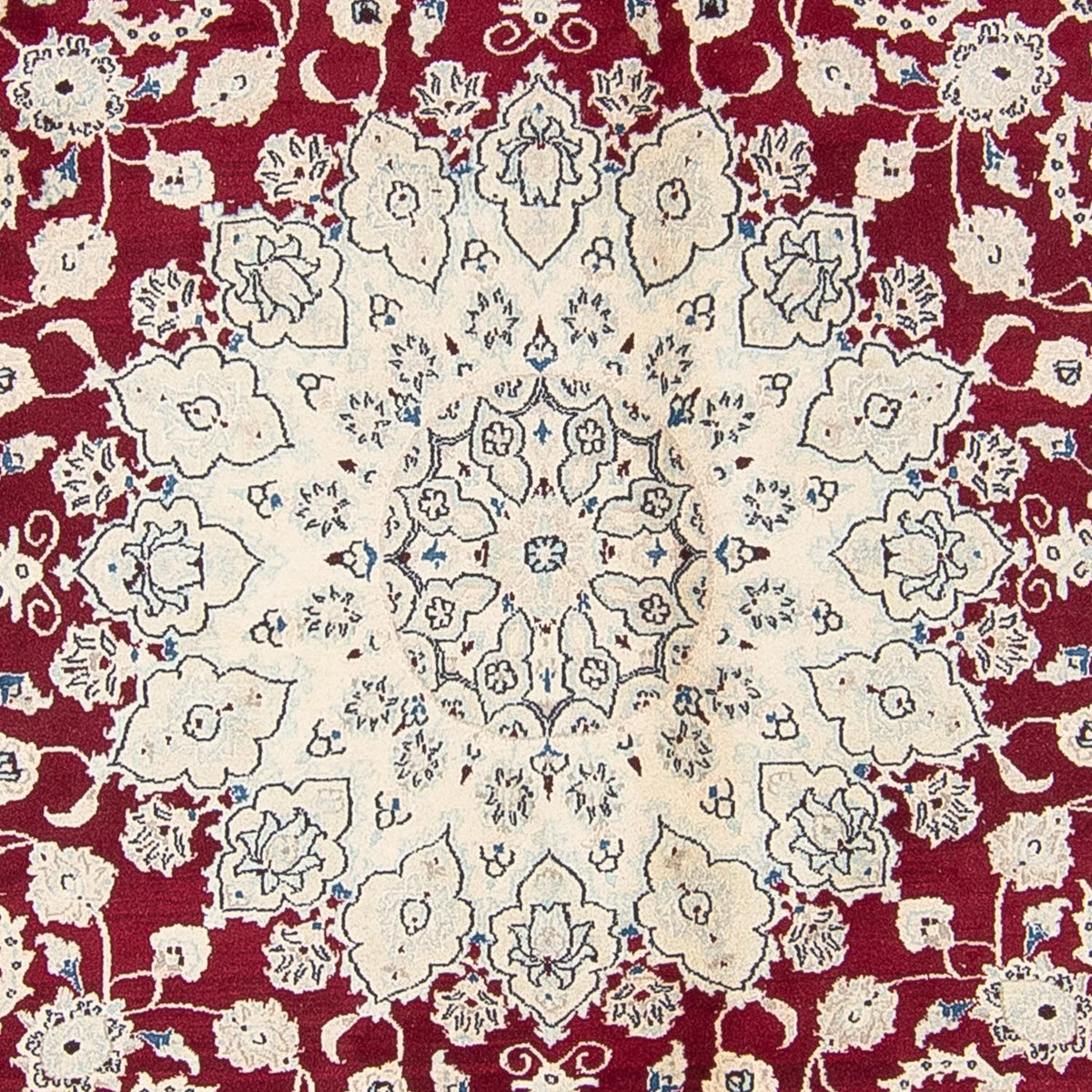 Tapis persan - Nain ronde  - 293 x 293 cm - rouge foncé