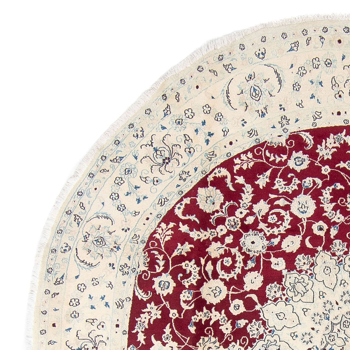 Tapis persan - Nain ronde  - 293 x 293 cm - rouge foncé