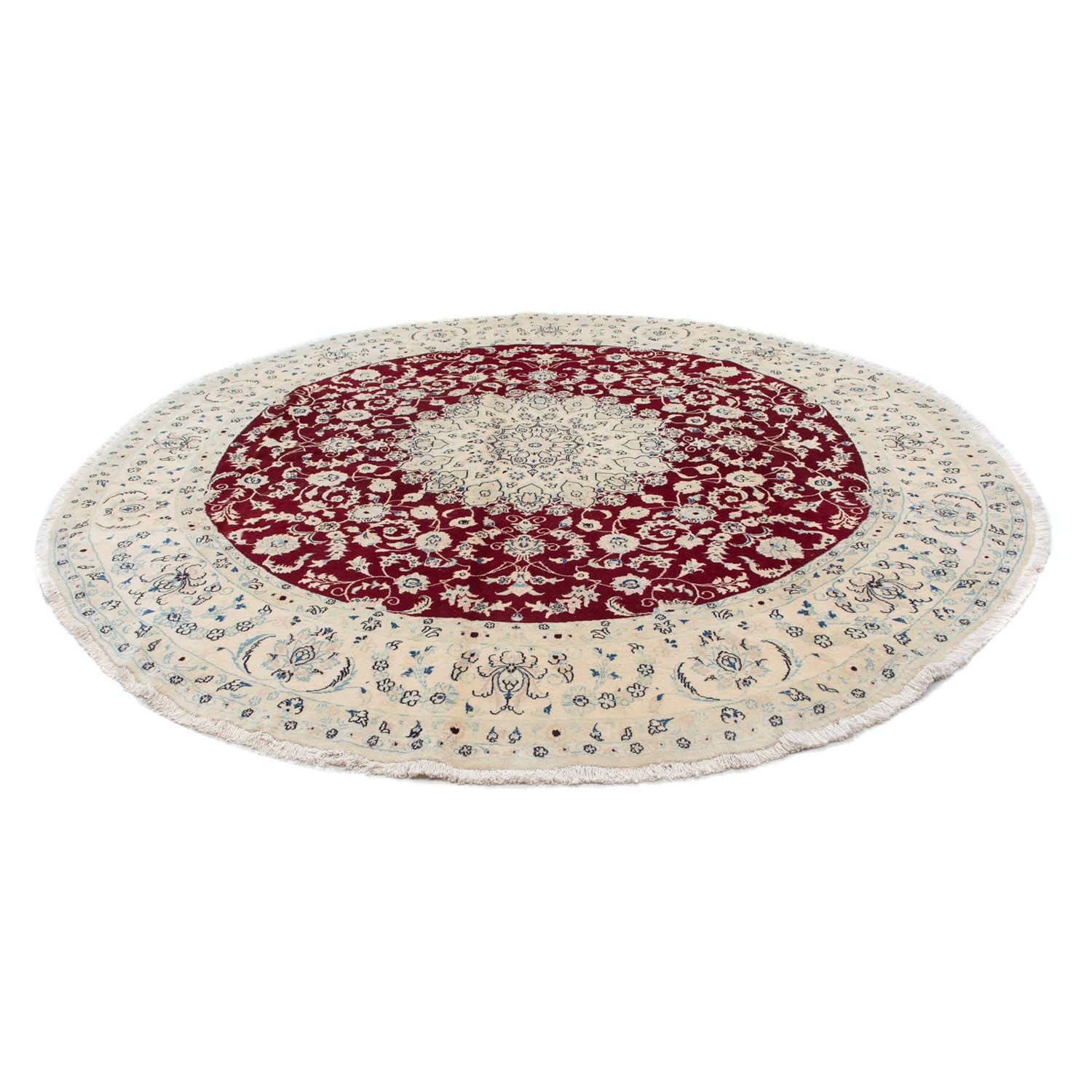 Tapis persan - Nain ronde  - 293 x 293 cm - rouge foncé