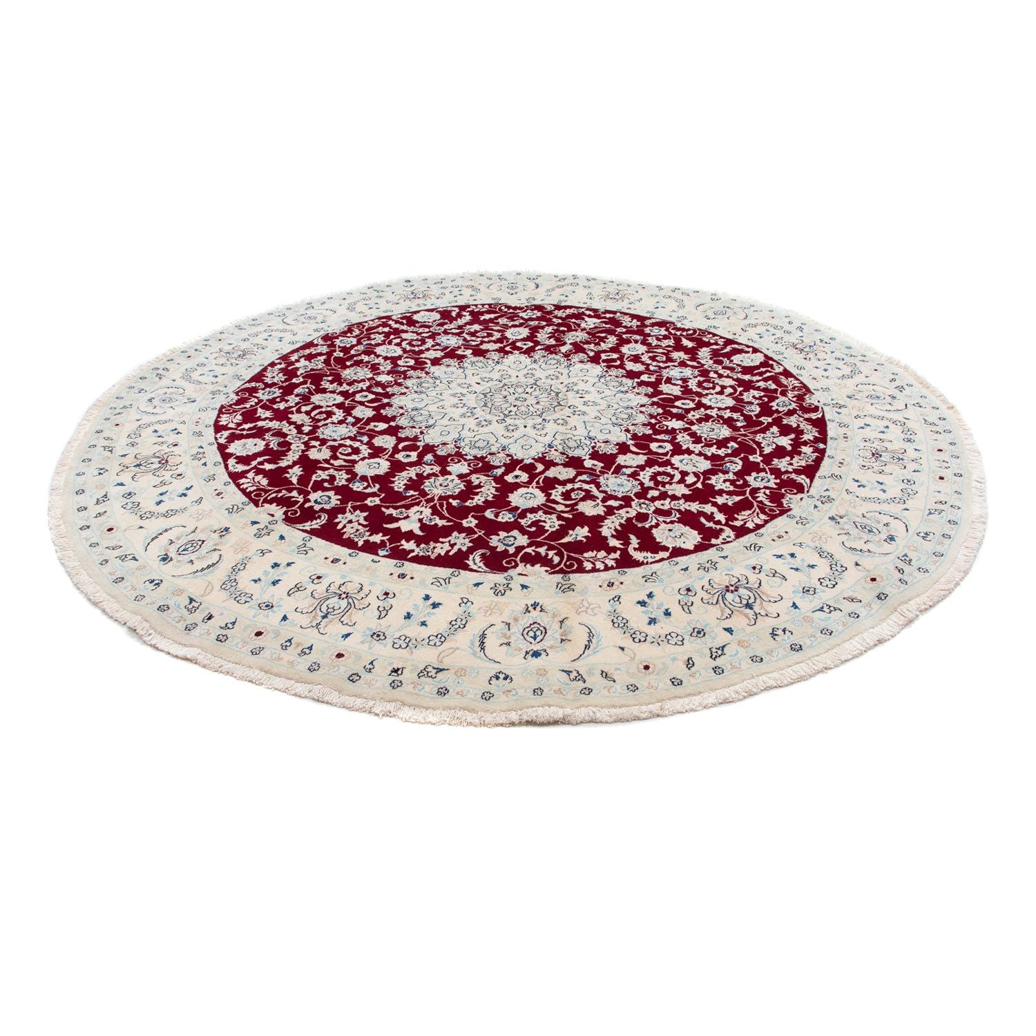 Tapis persan - Nain ronde  - 295 x 295 cm - rouge foncé