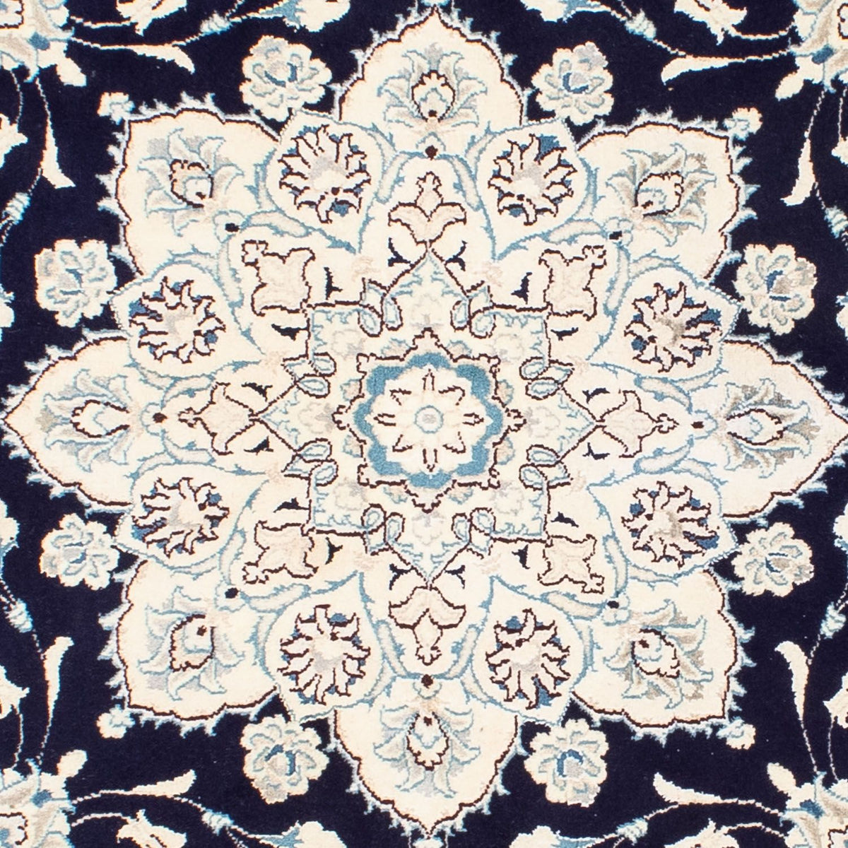 Tapis persan - Nain ronde  - 243 x 243 cm - bleu foncé