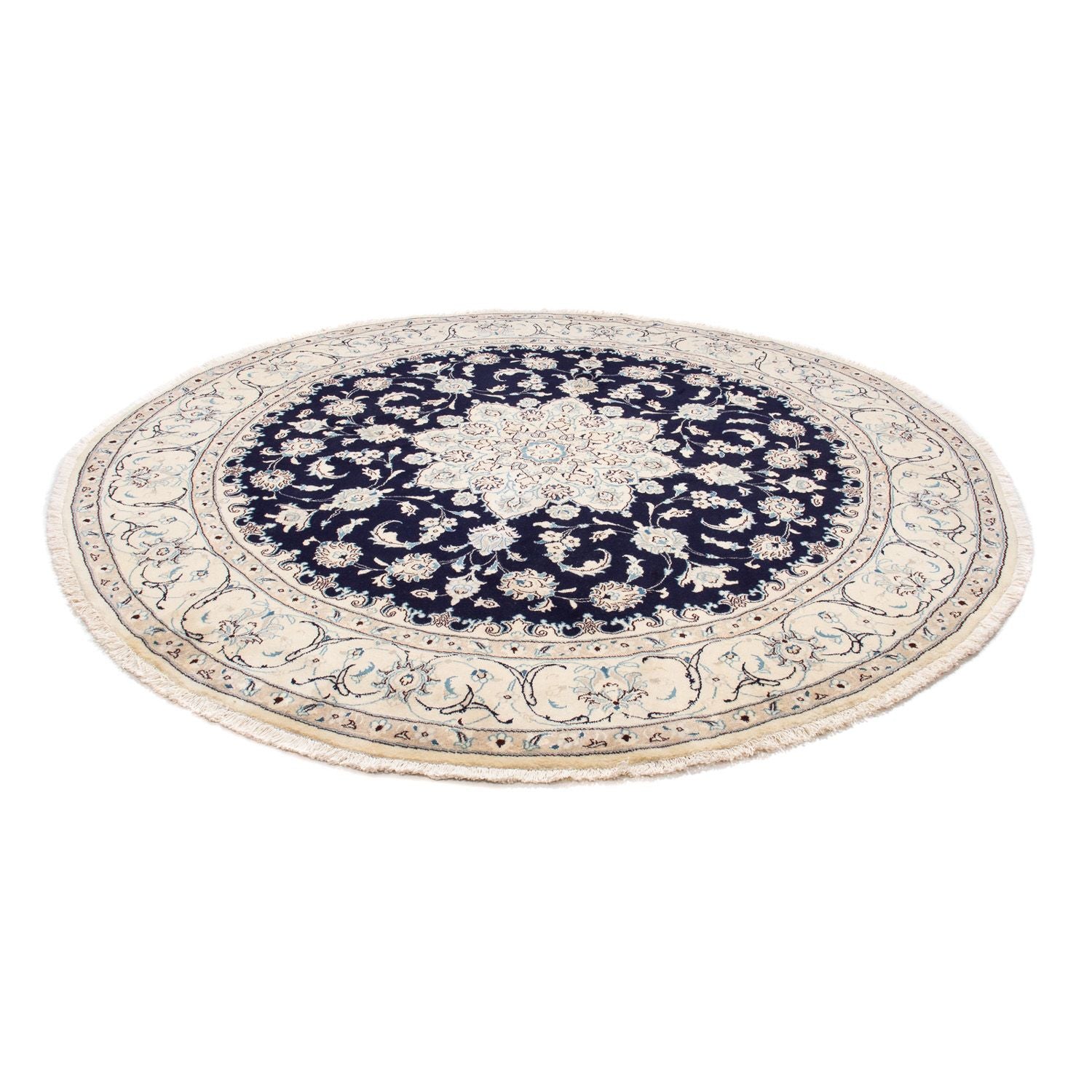 Tapis persan - Nain ronde  - 243 x 243 cm - bleu foncé