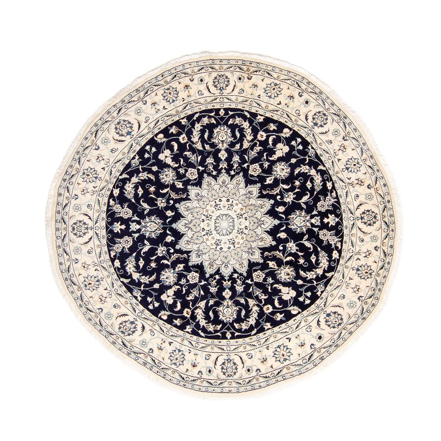Tapis persan - Nain ronde  - 243 x 243 cm - bleu foncé