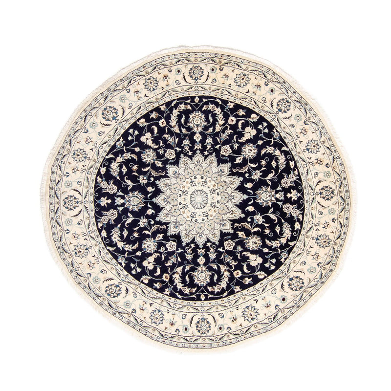 Tapis persan - Nain ronde  - 243 x 243 cm - bleu foncé