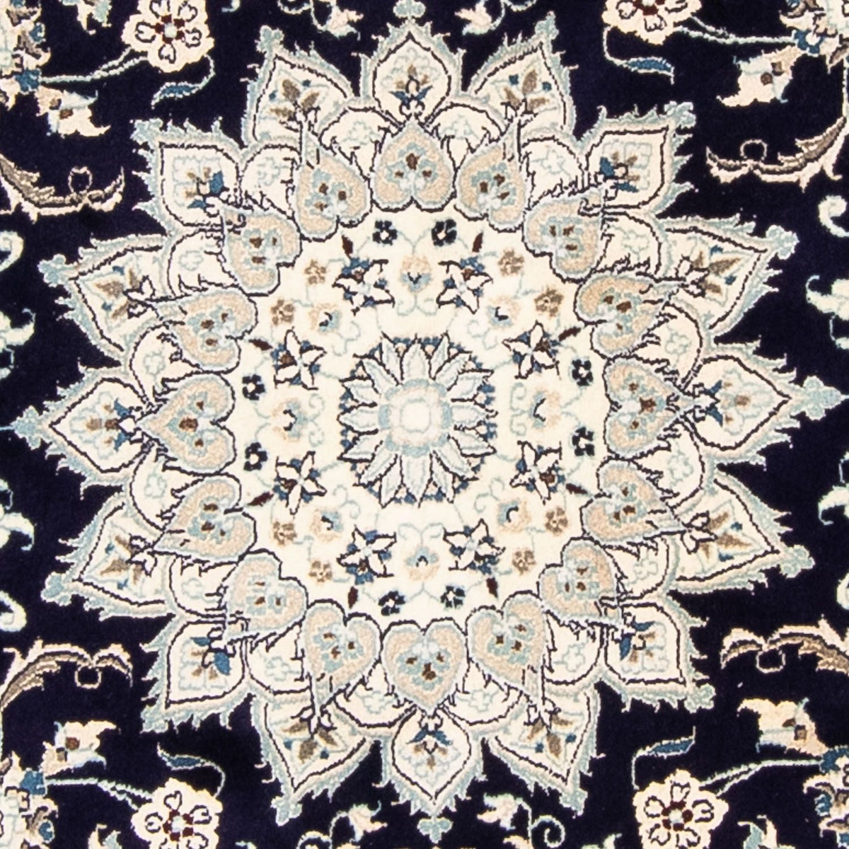 Tapis persan - Nain ronde  - 243 x 243 cm - bleu foncé
