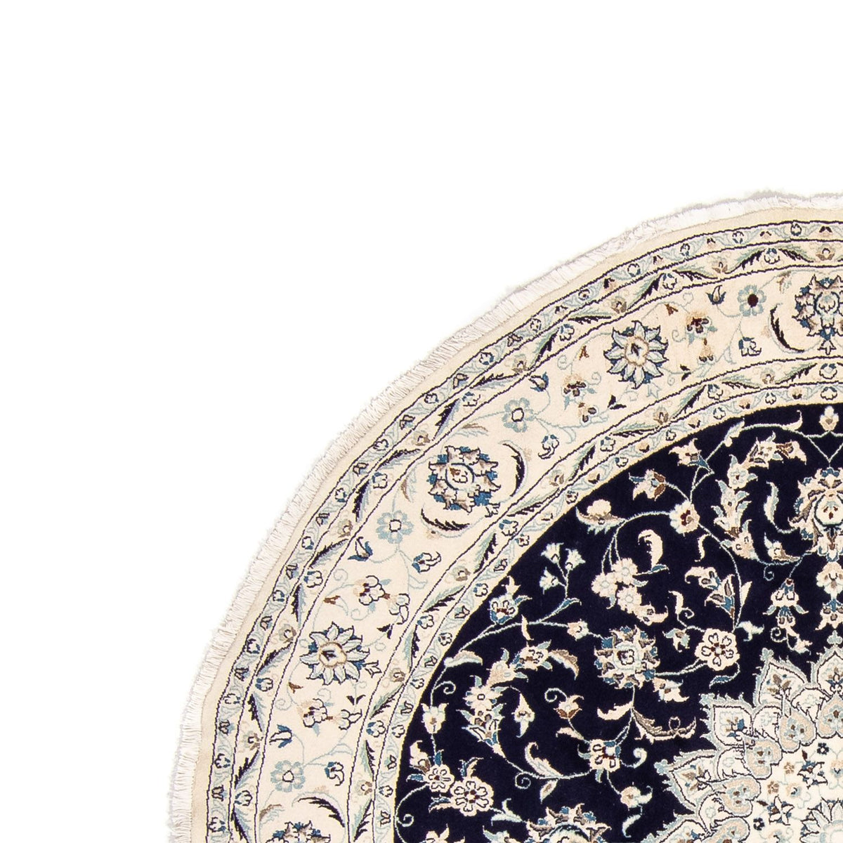 Tapis persan - Nain ronde  - 243 x 243 cm - bleu foncé