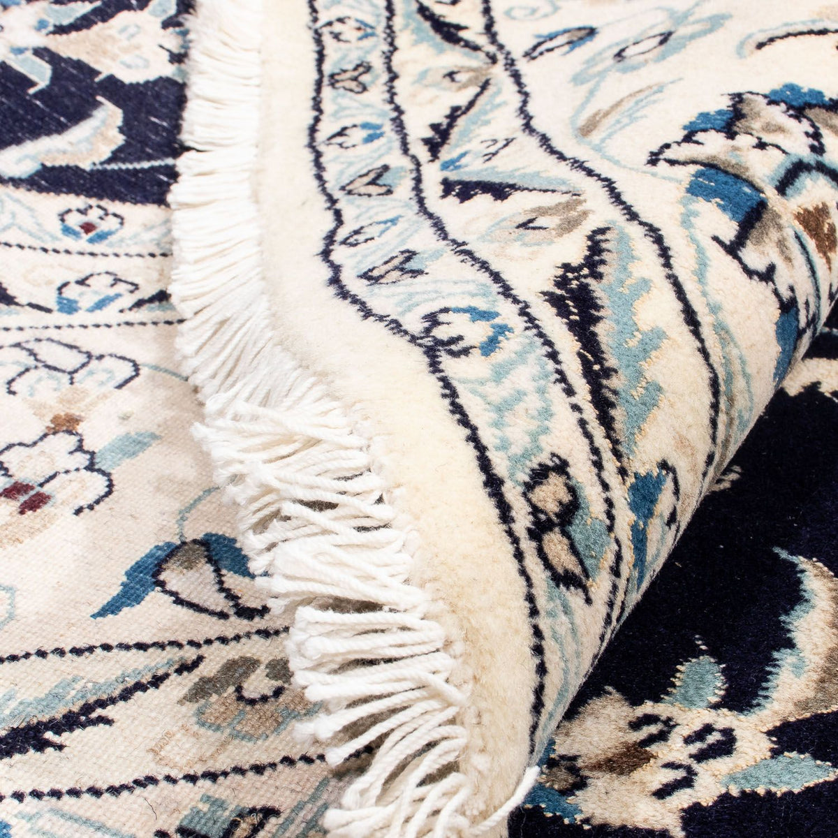 Tapis persan - Nain ronde  - 243 x 243 cm - bleu foncé