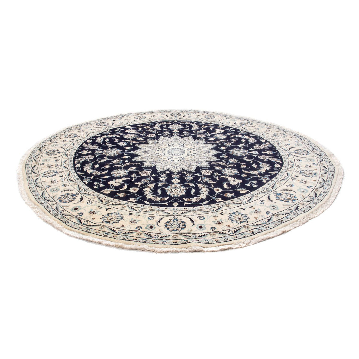 Tapis persan - Nain ronde  - 243 x 243 cm - bleu foncé