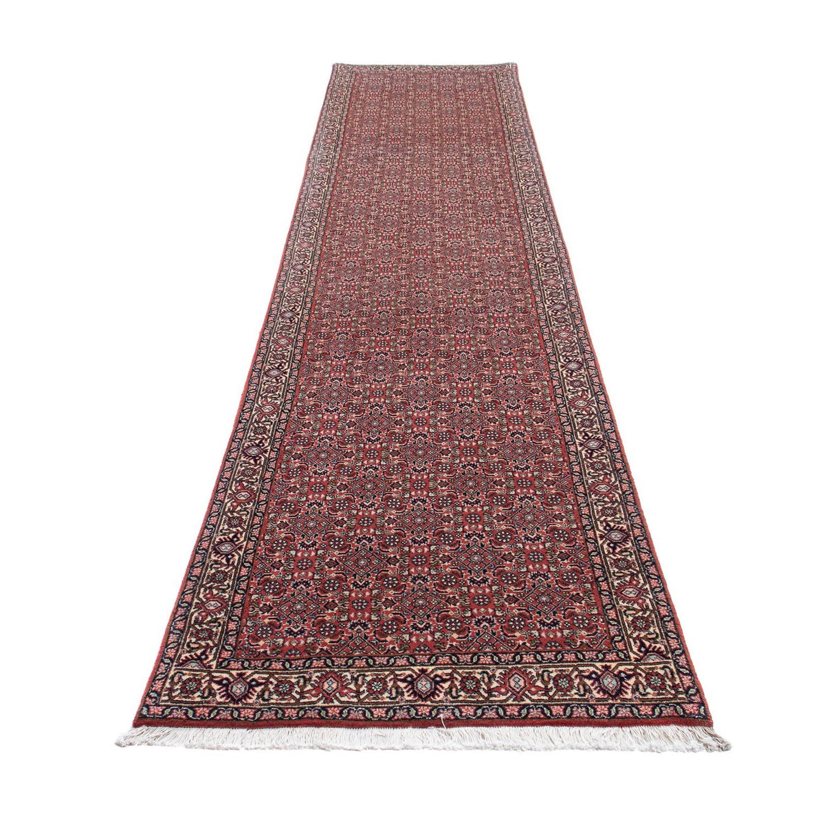 Tapis de couloir Tapis persan - Bidjar - 400 x 88 cm - rouge clair