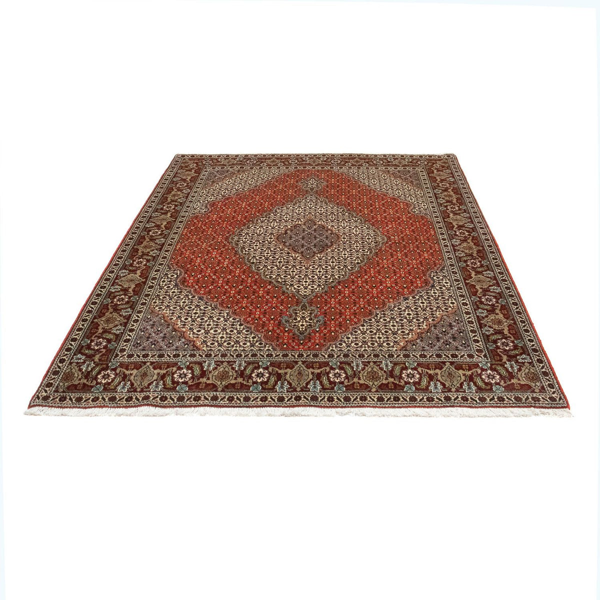 Tapis persan - Tabriz - 200 x 150 cm - rouge foncé