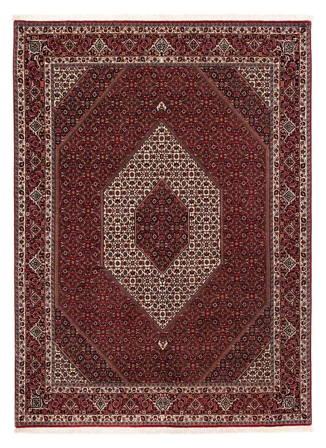Tapis persan - Bidjar - 257 x 204 cm - rouge foncé