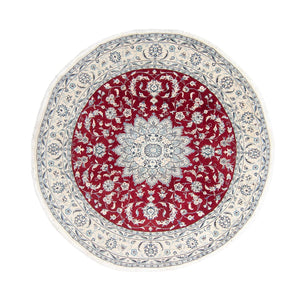 Tapis persan - Nain ronde  - 248 x 248 cm - rouge foncé