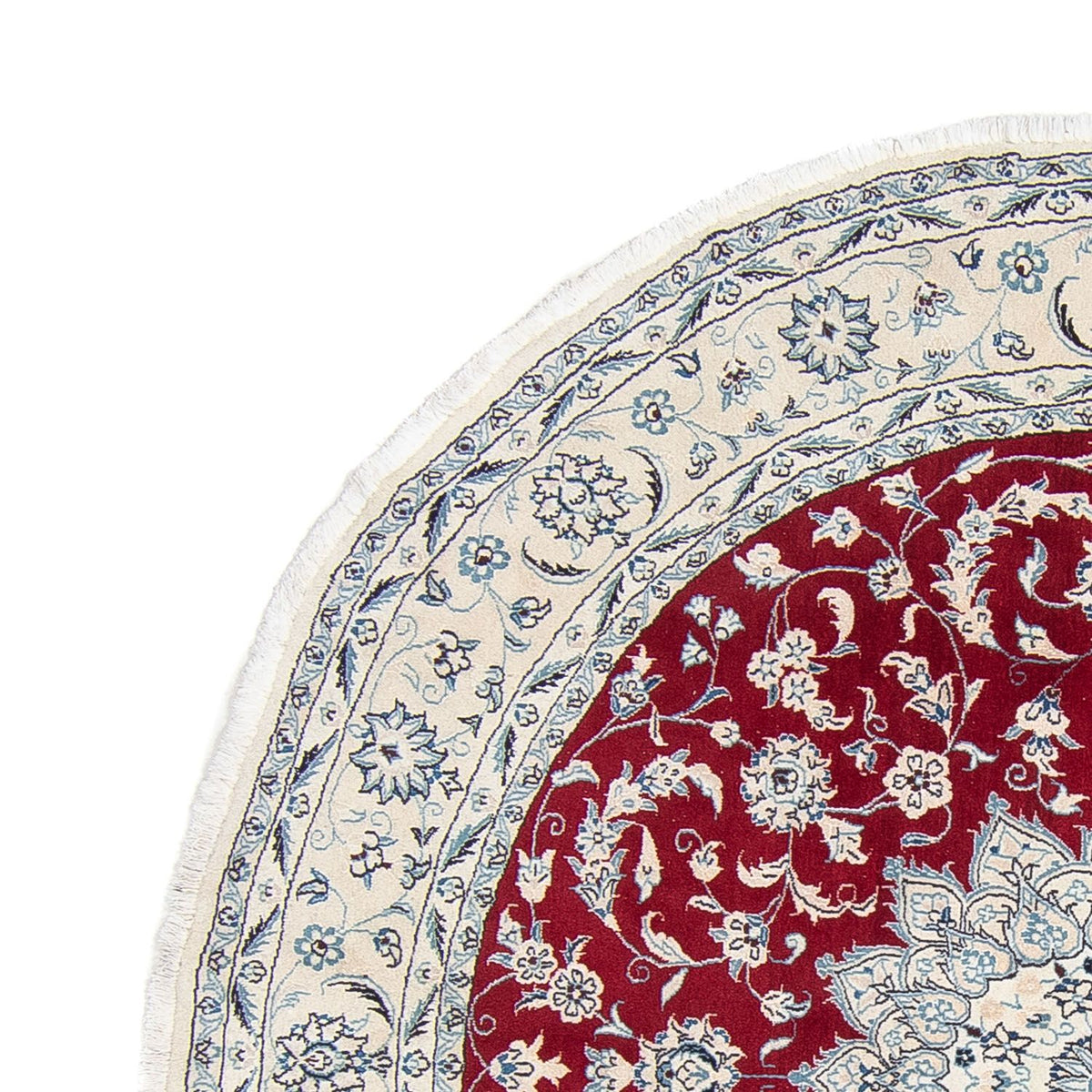 Tapis persan - Nain ronde  - 248 x 248 cm - rouge foncé