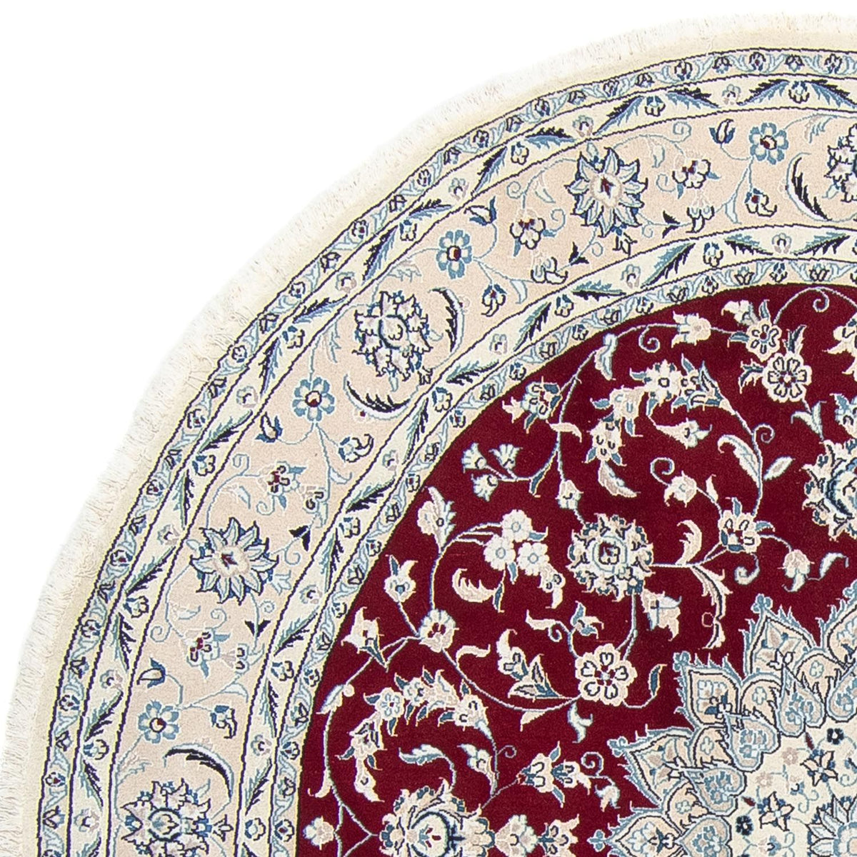 Tapis persan - Nain ronde  - 250 x 250 cm - rouge foncé