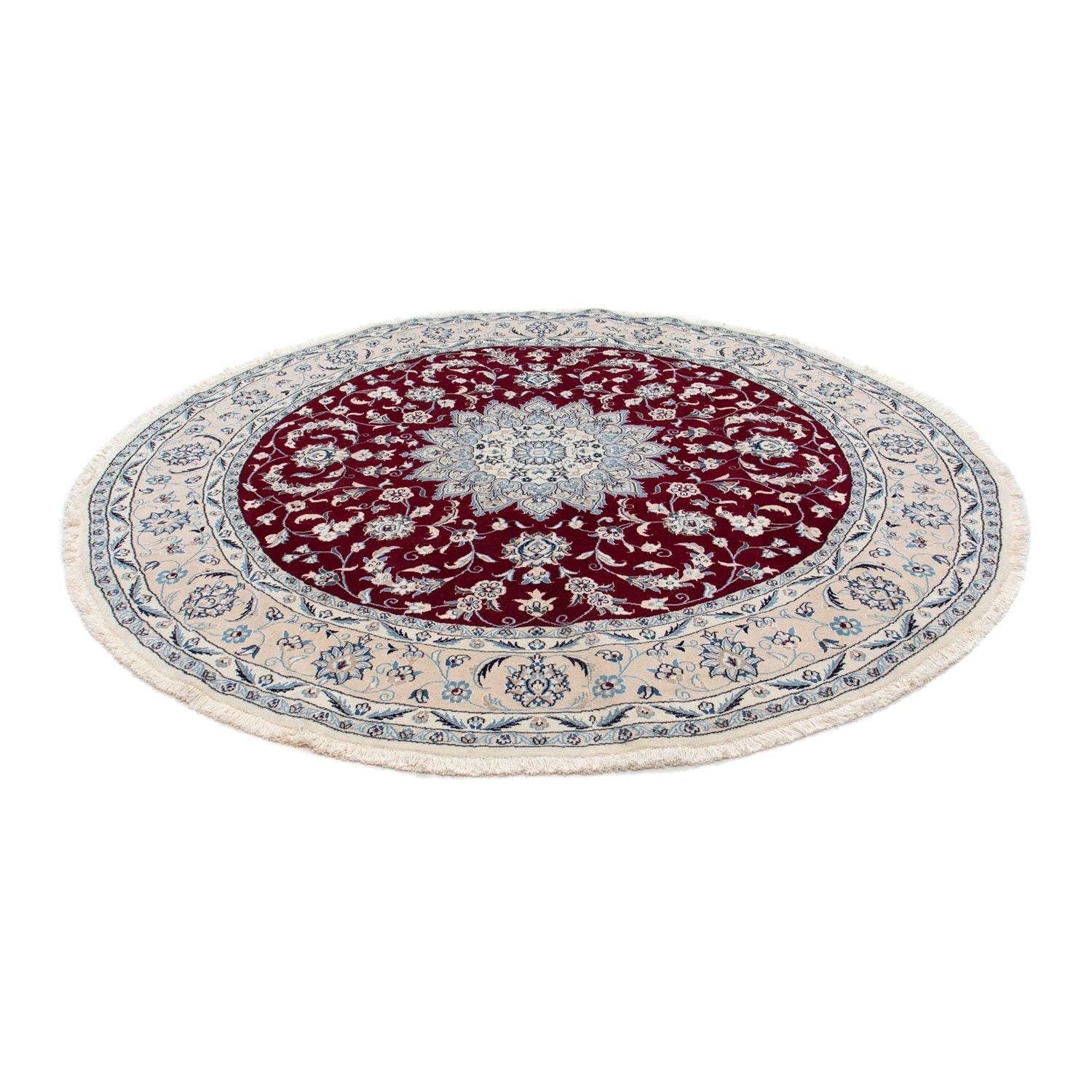 Tapis persan - Nain ronde  - 250 x 250 cm - rouge foncé