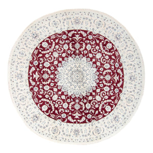 Tapis persan - Nain ronde  - 300 x 300 cm - rouge foncé