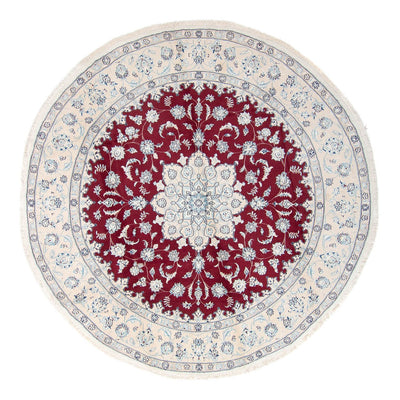 Tapis persan - Nain ronde  - 300 x 300 cm - rouge foncé