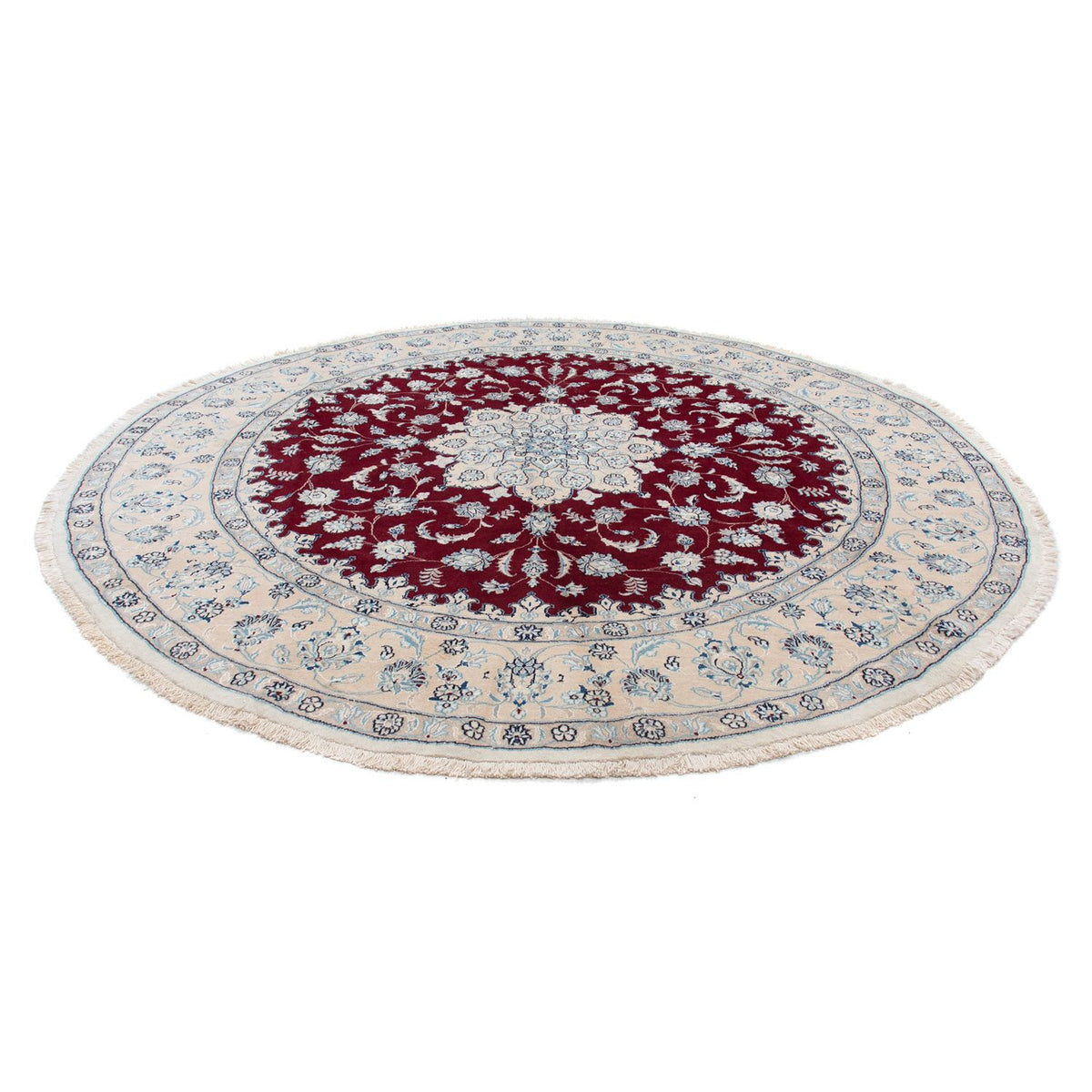 Tapis persan - Nain ronde  - 300 x 300 cm - rouge foncé