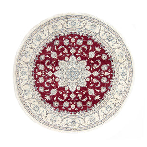 Tapis persan - Nain ronde  - 250 x 250 cm - rouge foncé