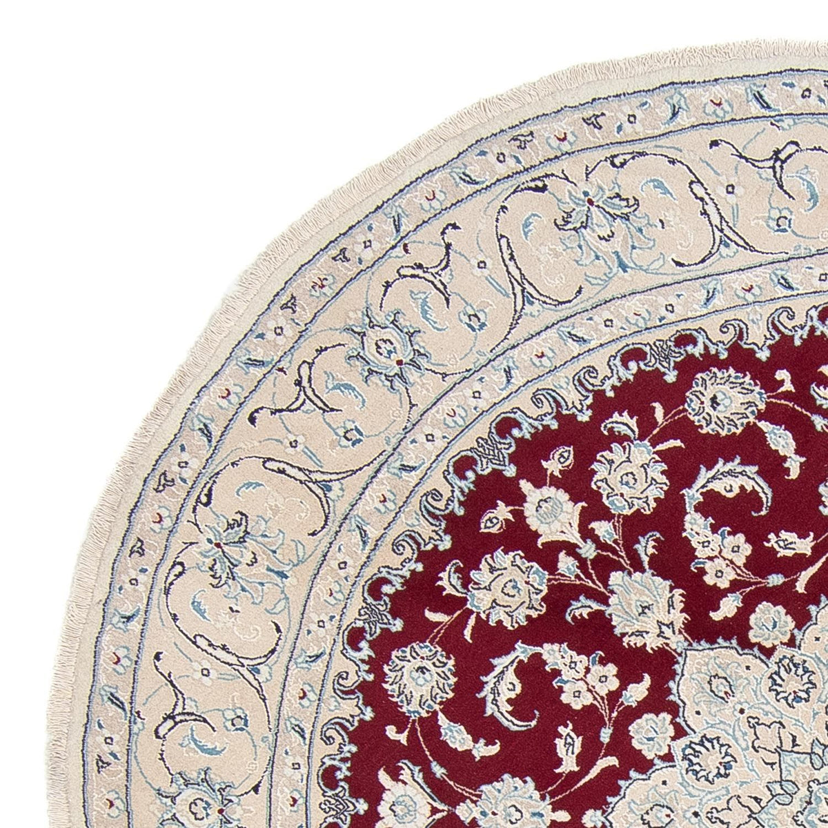 Tapis persan - Nain ronde  - 250 x 250 cm - rouge foncé