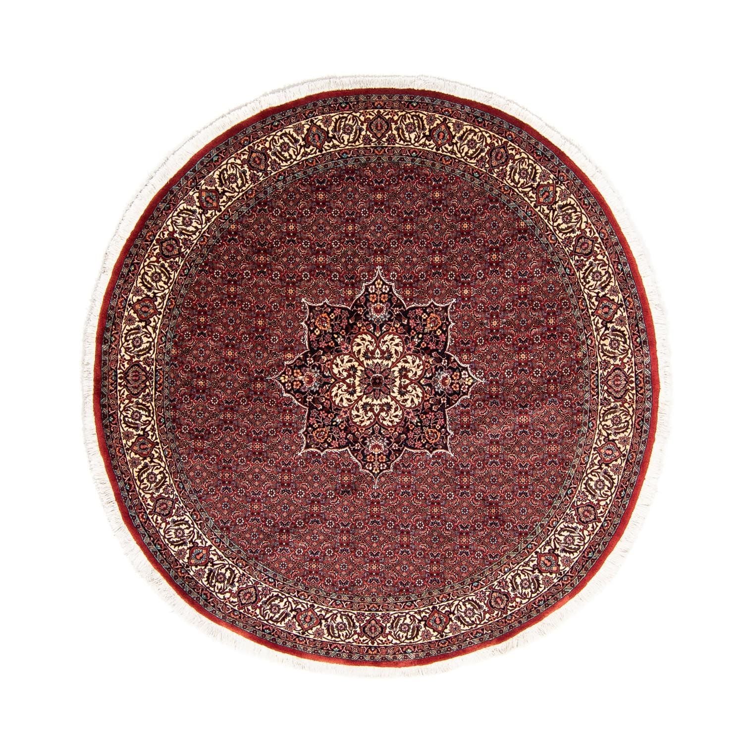 Tapis persan - Bidjar ronde  - 205 x 205 cm - rouge foncé